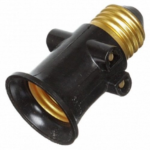 Патрон-переходник прямой Navigator Е27/Е27 + розетка Пластик Черный фото Патрон-переходник прямой Navigator Е27/Е27 + розетка Пластик Черный картинка